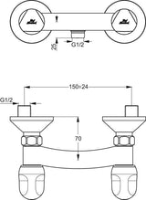 Ideal Standard Alpha Zweigriff-Brausearmatur Aufputz Chrom Messing