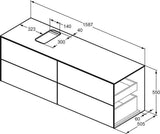 Ideal Standard Conca Waschtischunterschrank 1587 mm, 4 Auszüge, Anthrazit, Push-Open
