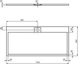 IDEAL STANDARD Ultra Flat S i.life Brausewanne 1700x800x30 mm Carraraweiß – Mineralguss, Anti-Rutsch, matt