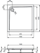 IDEAL STANDARD Quadrat-Brausewanne Ultra Light 800x800x45mm in Weiß – Sanitär-Acryl, flacher Einbau