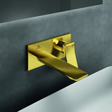 Ideal Standard Conca Wand-Waschtischarmatur BS2 in Brushed Gold, 180 mm Ausladung, eckige Rosette