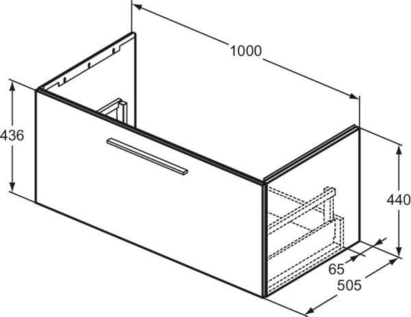 Ideal Standard i.life B Badmöbelset 140 cm – 1 Auszug, 1 offenes Fach, Gr. Schwarz/Weiß matt