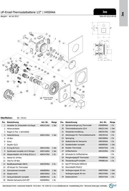 Ideal Standard JADO Zugknopf JES für BS2 Easy-Box, Chrom – Ersatzteil