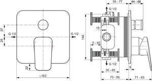 Ideal Standard Ceraplan Unterputz-Badearmatur eigensicher DIN EN 1717 Chrom 163x71x185mm