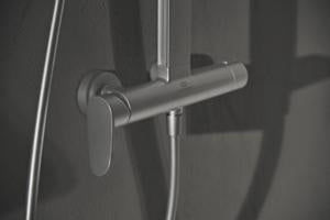 IDEAL STANDARD Duschsystem Ceraflow Alu+ mit Brausearm, 2 Ablagen, 2-Funktions-Handbrause und Kopfbrause Rose