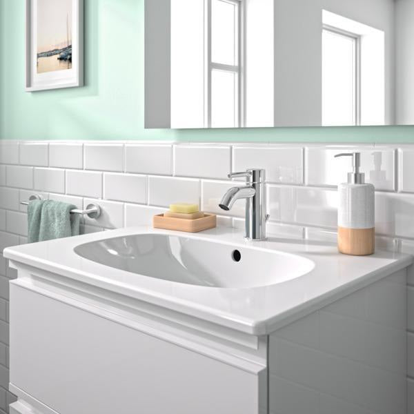 IDEAL STANDARD Ceraline Waschtischarmatur Chrom 100 mm mit Ablaufgarnitur