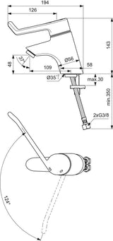 Ideal Standard Ceraplus WT-Sicherheitsarmatur Chrom 109 mm mit Ablaufgarnitur