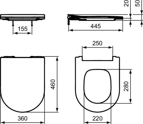 Ideal Standard WC-Sitz Blend Curve Sandwich Softclosing Weiß – Duroplast mit Absenkautomatik