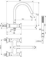 Ideal Standard Joy Neo Badearmatur, Aufputz, 190 mm Auslauf, Kreuzgriffe, Chrom