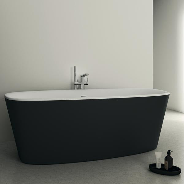 IDEAL STANDARD Duo-Badewanne DEA freistehend 170x75x47/61cm Schwarz Matt mit Ablauf