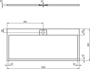 Ideal Standard Ultra Flat S i.life Rechteck-Brausewanne 1800x800x30 mm Carraraweiß – Mineralguss, matt, Anti-Rutsch