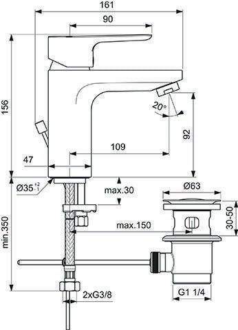 IDEAL STANDARD Waschtisch/Möbel-Paket CONNECT E mit Waschtisch 800 mm weiß/Walnuss dunkel