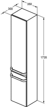 IDEAL STANDARD Obere Tür Tonic II für Hochschrank, rechts, 350 mm, hellgrau lackiert