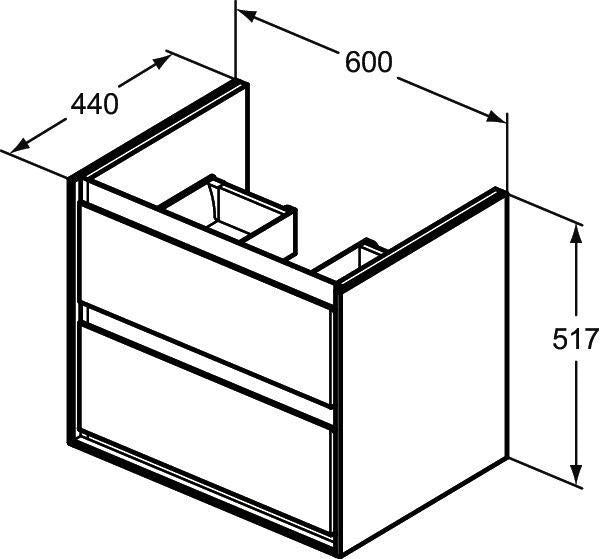 IDEAL STANDARD Connect Air Waschtischunterschrank 600 mm, 2 Auszüge, Weiß Glanz/Matt