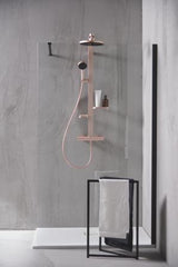 Ideal Standard Duschsystem Ceratherm Alu+ mit Thermostat, Kopf- und Handbrause, 2 Ablagen, Silber