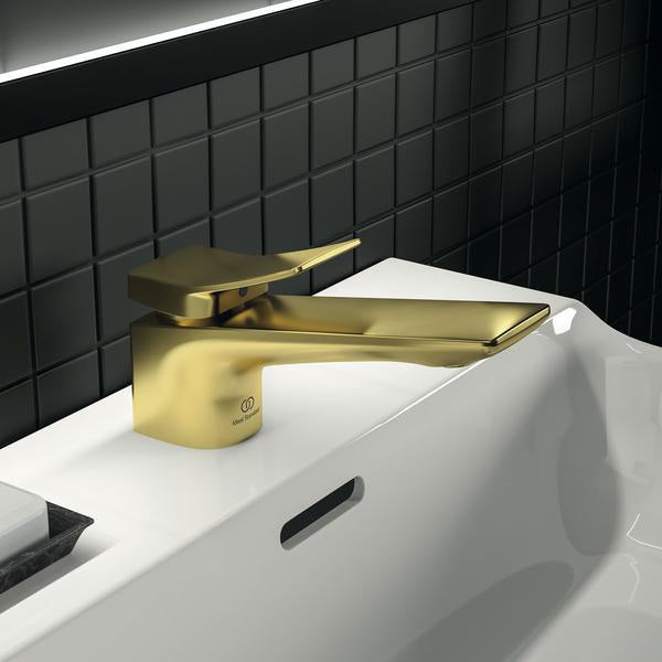 Ideal Standard Conca Waschtischarmatur Brushed Gold, 132 mm Auslauf, ohne Ablaufgarnitur