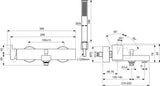 Ideal Standard Extra Badearmatur Aufputz 210 mm mit Stab-Handbrause und Zugumsteller in Chrom
