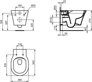 Ideal Standard Wand-WC Connect Air 360x540x350mm randlos weiß von Robin Levien