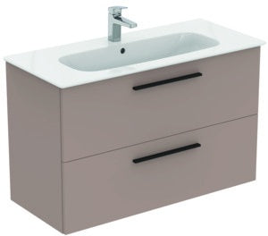 Ideal Standard i.life A Waschtischset 100 cm mit Unterschrank, weiß matt, schwarzer Griff