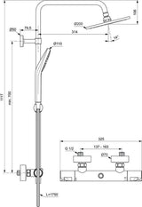 Ideal Standard Duschsystem Ceratherm T50 mit Brausethermostat und 1750 mm Schlauch in Chrom