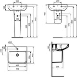 Ideal Standard i.life B Waschtisch 500x440mm Weiß mit Überlauf und 1 Hahnloch – Hängend