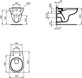 Ideal Standard Eurovit Wand-T-WC-Kombipaket – randlos, mit SoftClosing-Sitz, 370x525x395 mm, Weiß