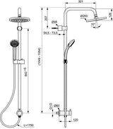Ideal Standard Idealrain Duschsystem für UP-Armatur, Chrom, Thermostat, 3 Strahlarten