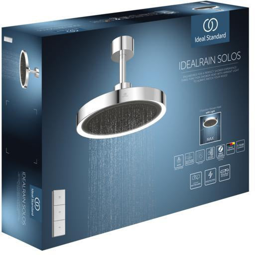 IDEAL STANDARD Regenbrause Idealrain Solos mit Licht, Deckenanbau, Chrom – rund, 330 mm