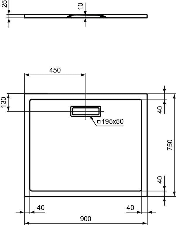 Ideal Standard Ultra Flat New Rechteck-Brausewanne 900x750x25 mm Weiß – bodenebener Einbau