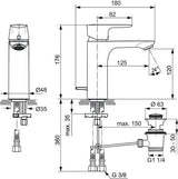 IDEAL STANDARD Connect Air Waschtischarmatur 125 mm mit Ablaufgarnitur – Chrom, 5 l/min, Einhandhebelmischer