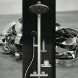 Ideal Standard Duschsystem Ceratherm Alu+ mit Thermostat, Kopf- und Handbrause, 2 Ablagen, Silber