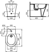 Ideal Standard Standbidet Connect Air 360x545x395mm Weiß – Keramik mit Überlauf und verdeckter Befestigung