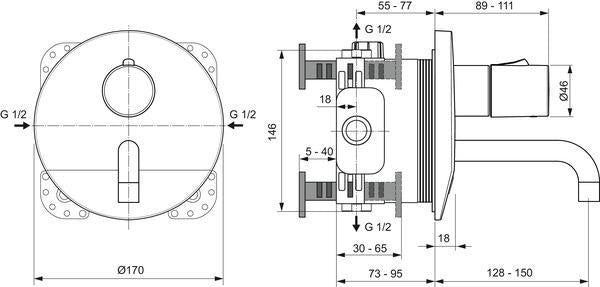 Ideal Standard Ceraplus Sensor-Wand-Waschtischarmatur mit Thermostat, Batteriebetrieb, Chrom