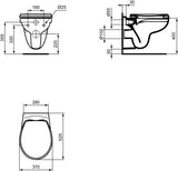 Ideal Standard Eurovit Wand-T-WC-Kombipaket – randlos, mit SoftClosing-Sitz, 370x525x395 mm, Weiß