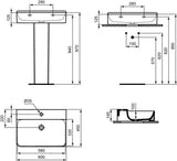 Ideal Standard Conca Aufsatzwaschtisch 600x450x145mm, 1 Hahnloch, ohne Überlauf, Weiß