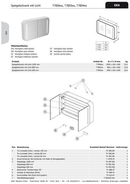 IDEAL STANDARD Glasregal Dea für Spiegel 1000 mm – Sanitär-Ersatzteil
