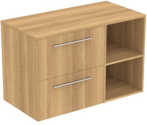Ideal Standard i.life B Möbel-Set 100 cm – 2 Auszüge, 2 offene Fächer, Chrom/Weiß matt