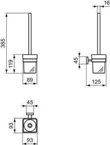 IDEAL STANDARD IOM Cube WC-Bürstengarnitur mit Glasbehälter in Chrom – wandhängend, verdeckte Befestigung