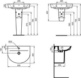 Ideal Standard Waschtisch Connect Air Arc 600x460x160 mm Weiß mit 1 Hahnloch und Überlauf