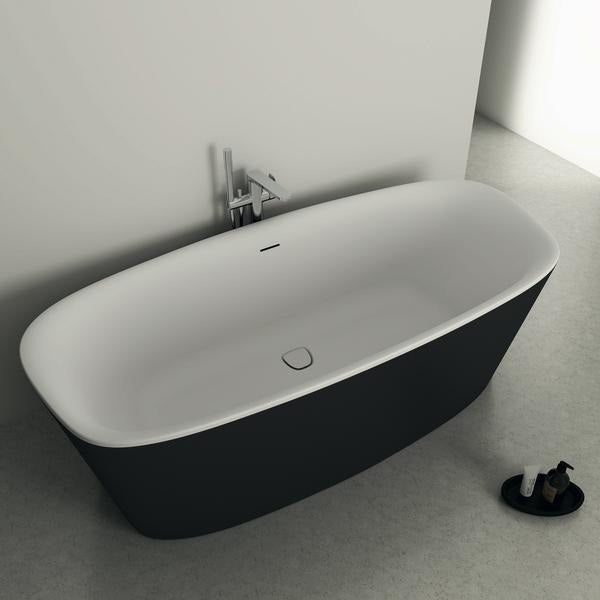 IDEAL STANDARD Duo-Badewanne DEA freistehend 170x75x47/61cm Schwarz Matt mit Ablauf