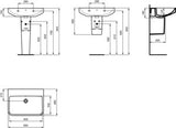 Ideal Standard i.life B Waschtisch 650x480x180mm Weiß ohne Hahnloch mit Überlauf