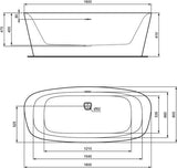 IDEAL STANDARD Duo-Badewanne DEA freistehend 170x75x47/61cm Schwarz Matt mit Ablauf
