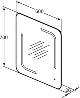 IDEAL STANDARD Mirror&Light Wandspiegel mit LED-Beleuchtung, 600x700 mm, Antibeschlagfunktion