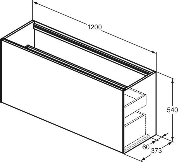 Ideal Standard Conca WT-Unterschrank 1200 mm, 1 Auszug, Eiche geflammt, Push-Open, wandhängend