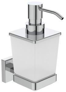 IDEAL STANDARD IOM Cube Lotionspender Chrom – Wandmontage, verdeckte Befestigung, Glasflakon