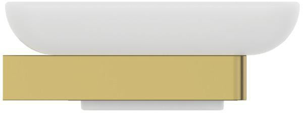 Ideal Standard Seifenschale Conca Cube eckig Brushed Gold – Wandhängend mit Glas-Einsatz