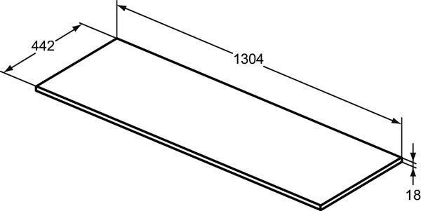Ideal Standard Holzkonsole Connect Air für US 600 mm, 604x442x18 mm, Hellgrau glänzend & Weiß matt
