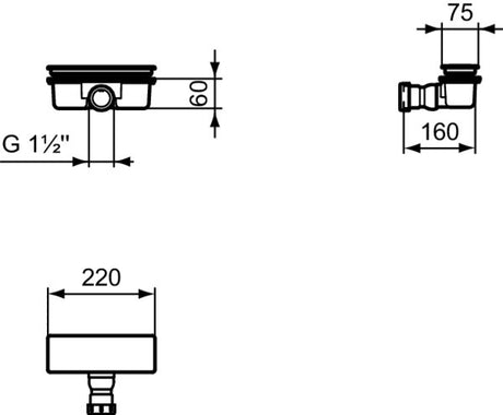 Ideal Standard Ultra Flat New Ablaufgarnitur – Flach, Chrom, ABS-Siphon, 65 mm Breite