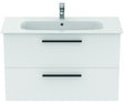 Ideal Standard i.life A Waschtischset 100 cm mit Unterschrank, weiß matt, schwarzer Griff