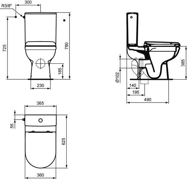 Ideal Standard Stand-WC-Kombipaket Exacto, spülrandlos, mit Softclosing, 360x625x780 mm, Weiß
